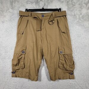 Rocawear Cargo Shorts Mens W34 Brown Belted Ripstop Cotton